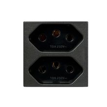 Módulo Tomada 2P+T Duplex 10A Revita Soprano 250V Carbono