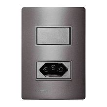Conjunto Montado 4X2 Interruptor Simples 10A e Tomada 2P+T 10A 250V Revitá Soprano Concreto