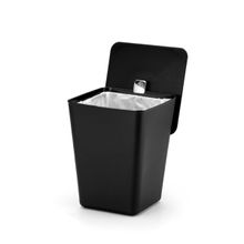 Lixeira Quadrada 7L Aramado Interno com Tampa Preto Arthi