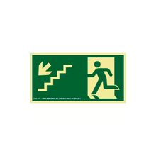 Placa Sinalização Fotoluminescente 30x15cm Escada Desce para Esquerda Sinalize