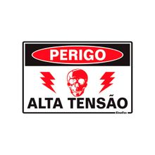 Placa Sinalização em Plástico 20x30cm Perigo Alta Tensão Sinalize