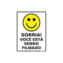 Placa Sinalização em Plástico 20x30cm Sorria Você está sendo filmado Sinalize