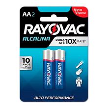 Pilha Rayovac Alcalina AA" Pequena 1,5V com 2 Unidades