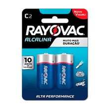 Pilha Rayovac Alcalina C" Média 1,5V com 2 Unidades