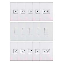 Kit 10 Conjunto Montado 4x2 Tomada 2P+T e 5 Conjunto Montado Interruptor Paralelo 10A 250V Liz Tramontina Branco