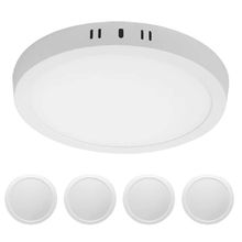 Kit 5 Plafon LED Redondo Sobrepor Taschibra 3000K Autovolt 12W