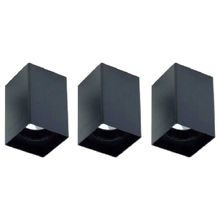 Kit 3 Spot de LED Sobrepor Quadrado Preto sem Lâmpada Nordecor