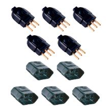 Kit 5 Plugues Fêmea e 5 Plugues Macho 20A 2P+T Tramontina Preto