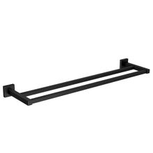 Porta Toalha Linear Duplo Quadratta Deca Black Matte