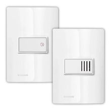 Kit 2 Placas 4X2 com Suporte + 1 Módulo Campainha Cigarra Eletrônica + Módulo Pulsador 10A 250V Revita Soprano Branco