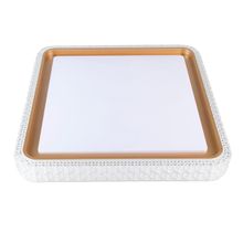 Plafon LED Quadrado Sobrepor 50cm Kenle 36W Nordecor Dimerizável com Controle Dourado