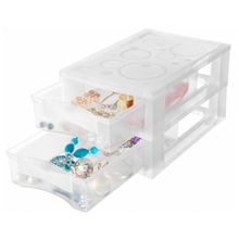 Gaveteiro de Mesa Plástico com 2 gavetas Bel Cristal Ordene