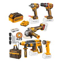 Kit com Ferramentas à Bateria Ingco Brushless + Maleta e Acessórios
