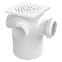 Caixa Sifonada Porta Grelha Quadrada 5 Entradas Branco 150 x 185 x 75mm Tigre