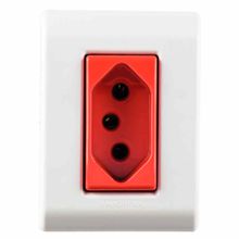 Caixa de Sobrepor Branco/Vermelho com 1 Tomada 2P+T 20A 250V LizFlex Tramontina | G-Haus