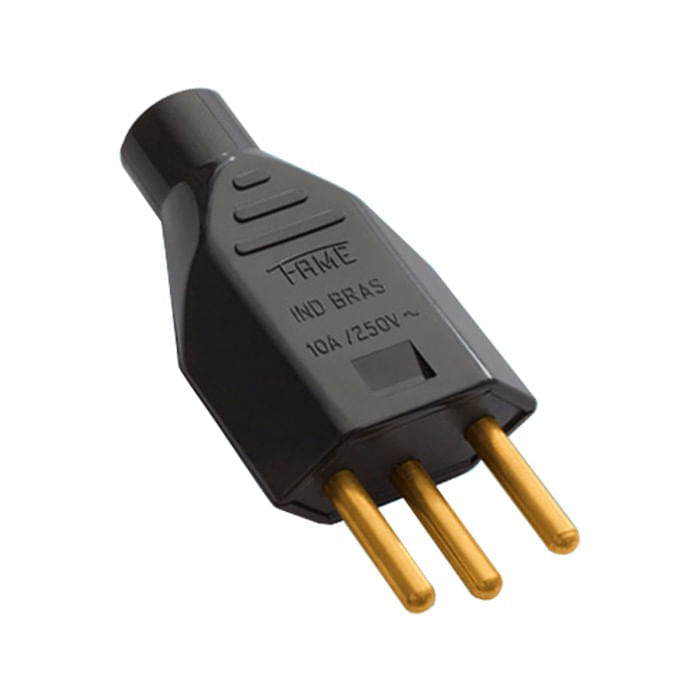 Plug de Sobrepor Junção Macho 2P T 10A Preto Fame - G-Haus