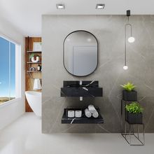 Bancada De Porcelanato 60Cm Roma Com Cuba Preta Darabas
