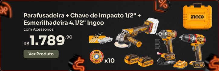 Parafusadeira/Furadeira de Impacto + Esmerilhadeira Ingco com Acessórios G-Haus