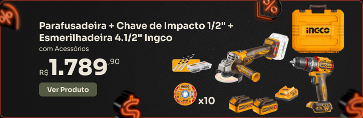 Parafusadeira/Furadeira de Impacto + Esmerilhadeira Ingco com Acessórios G-Haus